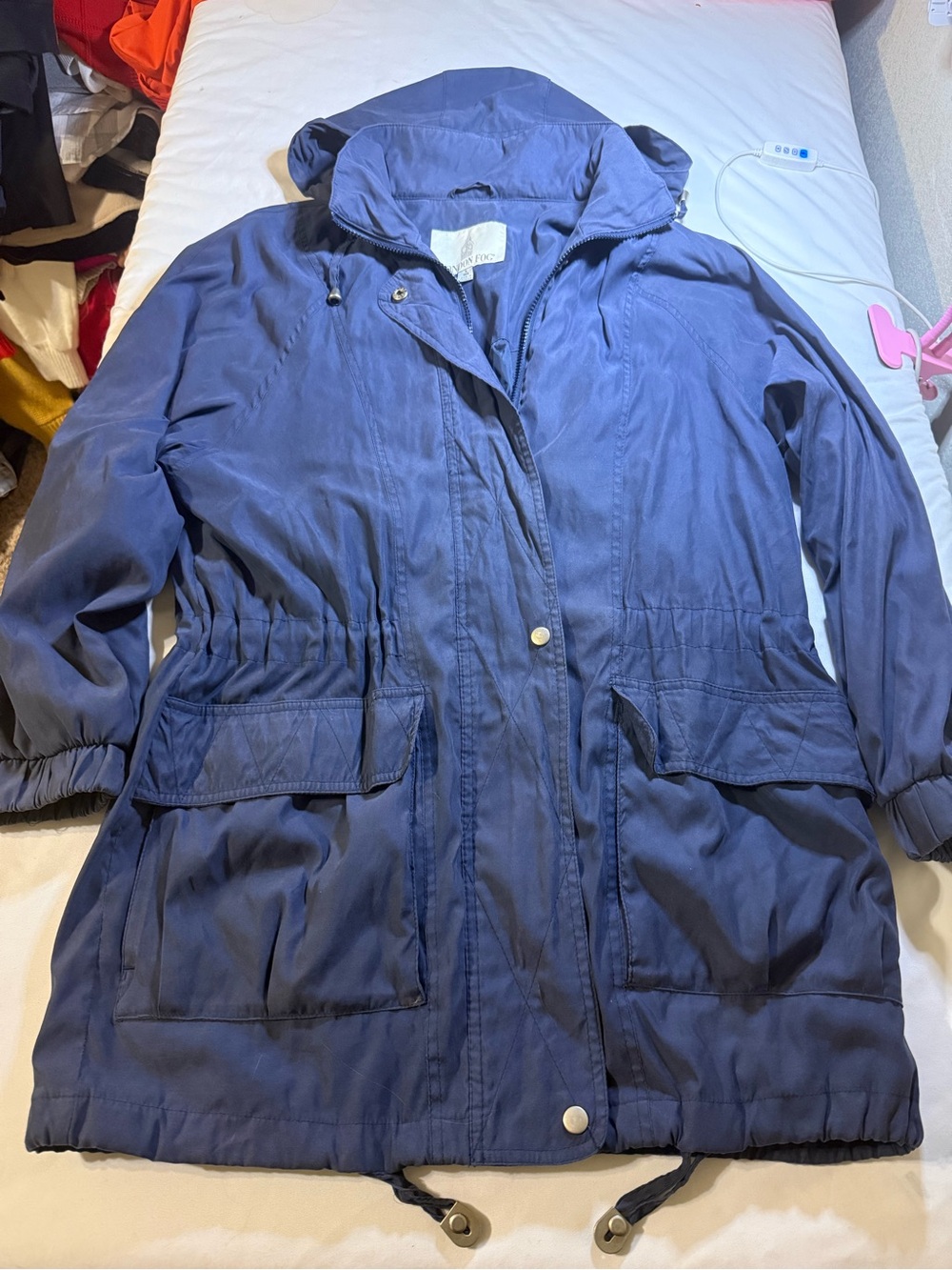 London Fog Navy Hooded Utility Jacket